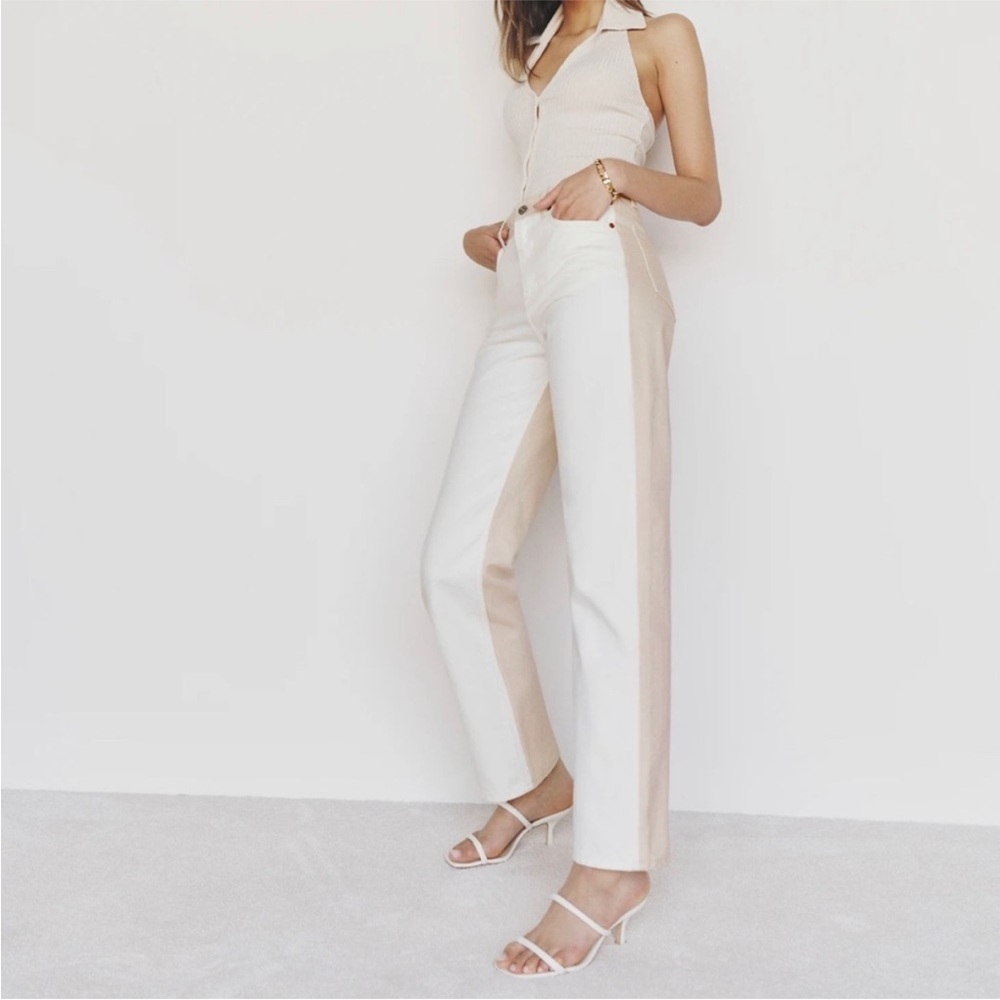 REFORMATION Tonal Reworked High Rise Relaxed Straight Jeans